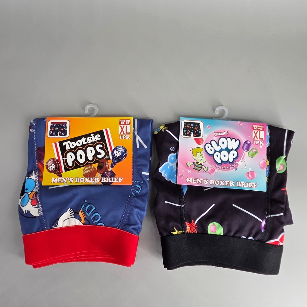 Tootsie Pops Blow Pop Boxer Briefs Mens XL 2 Pack Candy Novelty Foodie Underwear